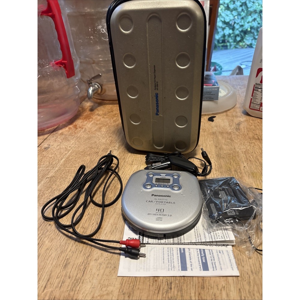 Panasonic Discman SL-SX271C Portable CD Player Car Kit Case Remote AC Tested